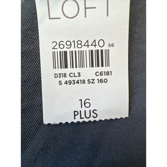 Loft Wrap Dress Women's 16 plus Tie Career gray print rayon blend knee length - Picture 8 of 10